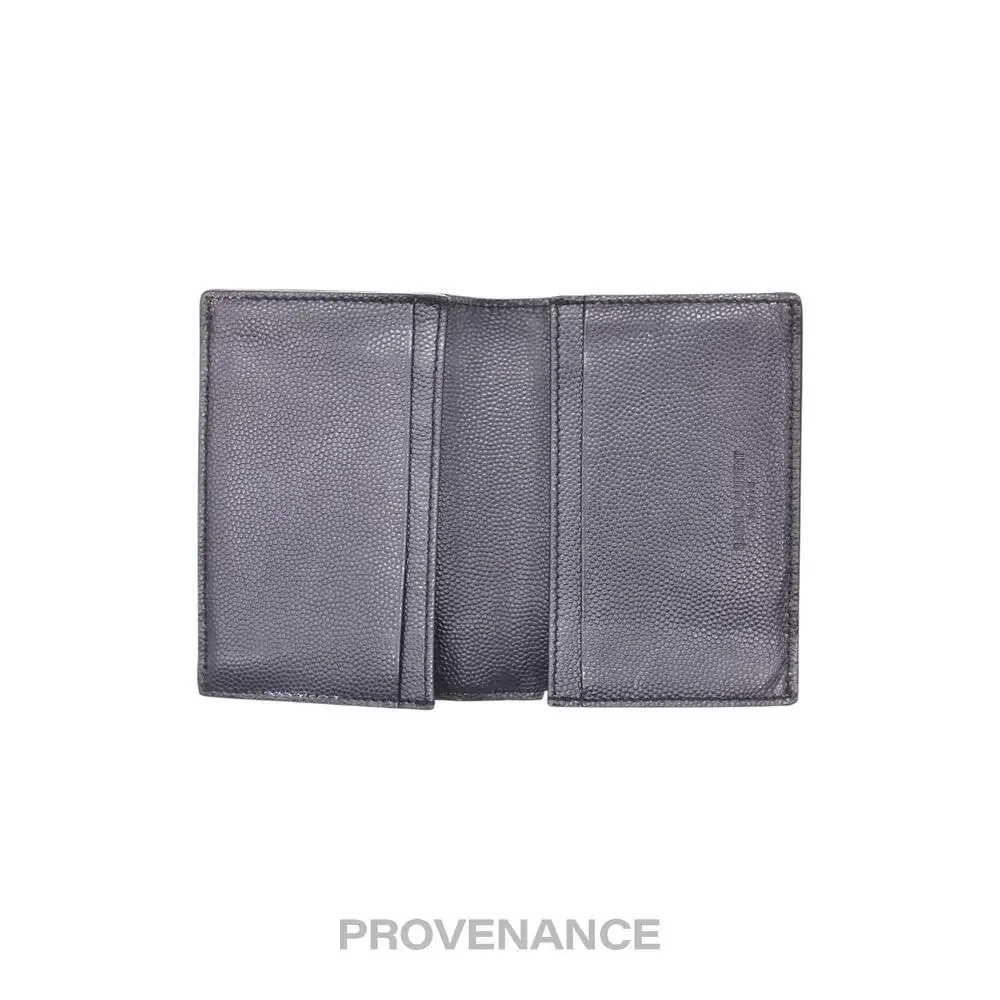 🔴 Saint Laurent Paris SLP Pocket Card Wallet - Navy Leather